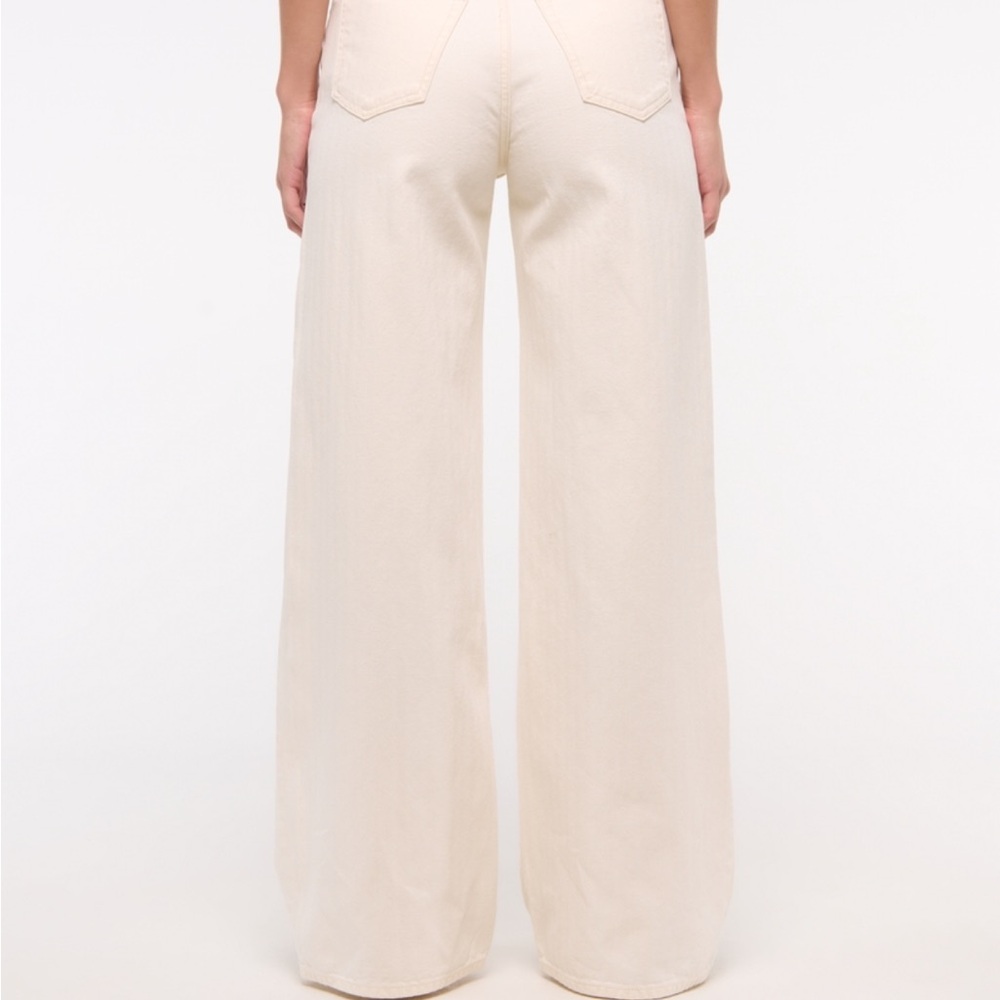 Abercrombie & Fitch Cream Wide Leg Jeans - Picture 2 of 6